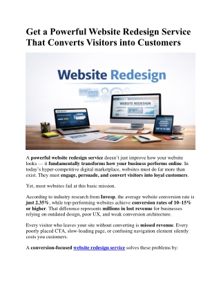 Get a Powerful Website Redesign Service That Converts Visitors into Customers