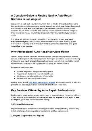 auto repair in west los angeles​