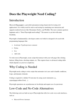 Does the Playwright Need Coding_Credo Systemz