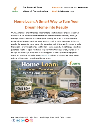 Home Loan: A Smart Way to Turn Your Dream Home into Reality