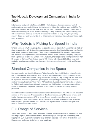 Top Nodejs development companies in India 2026