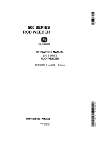 John Deere 500 Series Rod Weeder Operator’s Manual Instant Download (Publication No.OMN59859)