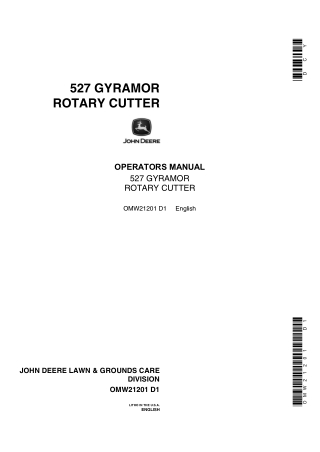 John Deere 527 Gyramor Rotary Cutter Operator’s Manual Instant Download (Publication No.OMW21201)