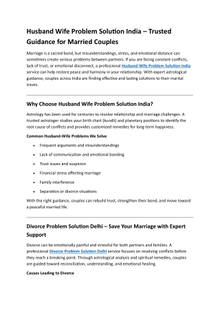 Husband Wife Problem Solution India