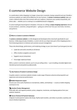 E-commerce Website Design