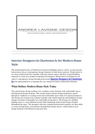 Interior Designers In Charleston Sc for Modern Home Style