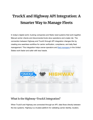 TruckX and Highway API Integration