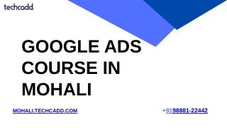 Best Google Ads Course in Mohali | PPC Training Chandigarh - techcadd