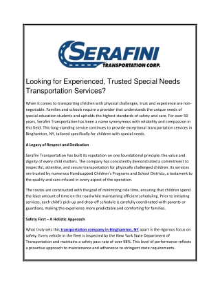 Looking for Experienced, Trusted Special Needs Transportation Services