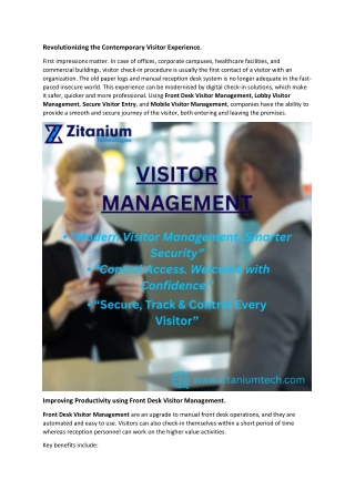 Revolutionizing the Contemporary Visitor Experience