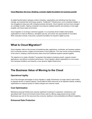 Cloud Migration Services: Building a smarter digital foundation for business