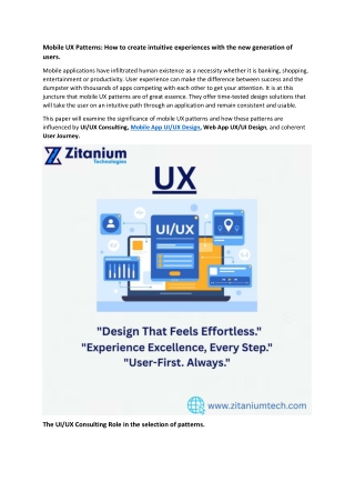Mobile UX Patterns: How to create intuitive experiences with the new generation