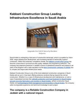 Kabbani Construction Group Leading Infrastructure Excellence in Saudi Arabia