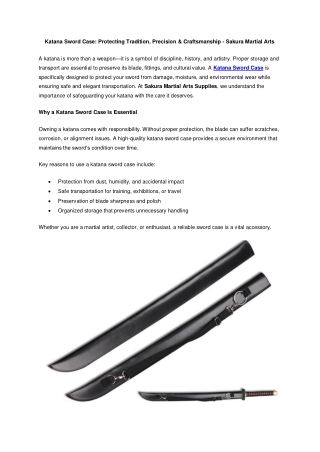 Katana Sword Case Protecting Tradition, Precision & Craftsmanship - Sakura Martial Arts