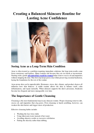 Creating a Balanced Skincare Routine for Lasting Acne Confidence