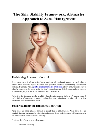 The Skin Stability Framework- A Smarter Approach to Acne Management