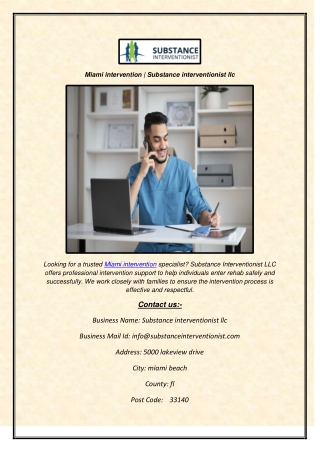 Miami intervention  Substance interventionist llc