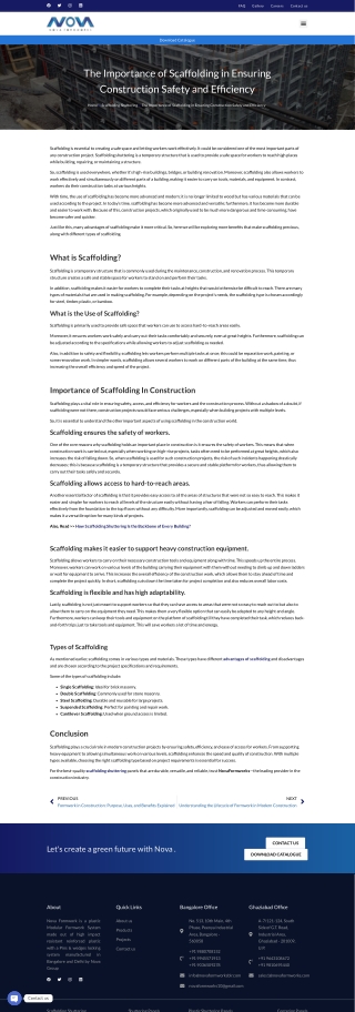 The Importance of Scaffolding in Ensuring Construction Safety and Efficiency
