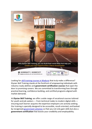 ESTPL - Skill Training courses in Madurai