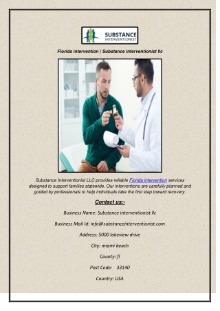 Florida intervention  Substance interventionist llc