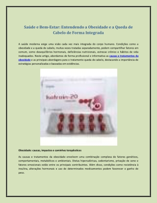 Saúde e Bem-Estar: Entendendo a Obesidade e a Queda de Cabelo de Forma Integrada