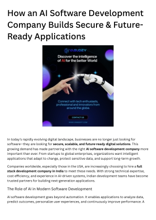 How an AI Software Development Company Builds Secure & Future-Ready Applications
