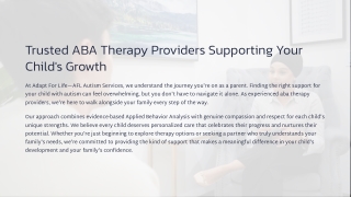 Trusted ABA Therapy Providers Supporting Your Childs Growth