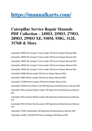 Caterpillar Service Repair Manuals PDF Collection – 312E, 3176B & More