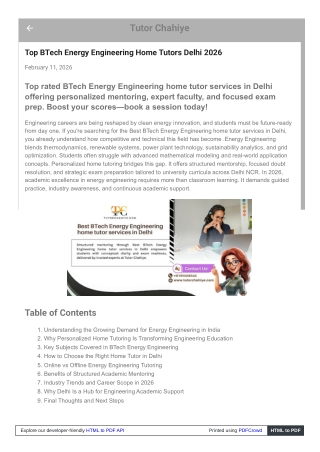Target Better Results Best BTech Energy Engineering home tutor services in Delhi