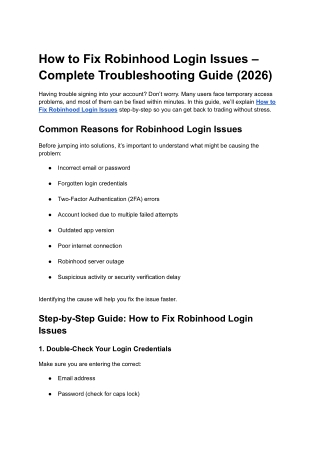 How to Fix Robinhood Login Issues – Complete Troubleshooting Guide (2026)