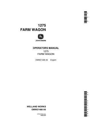 John Deere 1275 Farm Wagon Operator’s Manual Instant Download (Publication No.OMW21488)