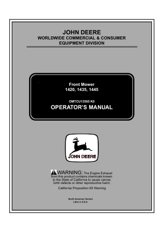 John Deere 1420 1435 1445 Front Mower Operator’s Manual Instant Download (Publication No.OMTCU13565)