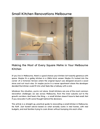 Small Kitchen Renovations Melbourne: Practical Advice for Homes & Apartments