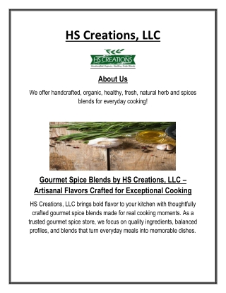 Gourmet Spice Blends by HS Creations, LLC – Artisanal Flavors Crafted for Exceptional Cooking