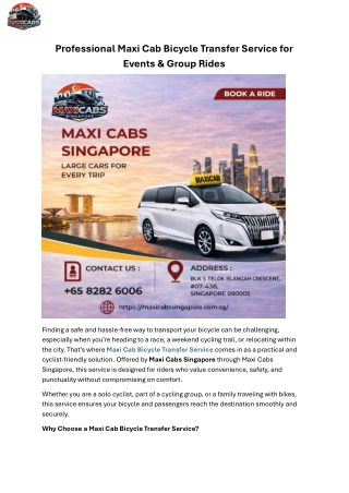 Professional Maxi Cab Bicycle Transfer Service for Events