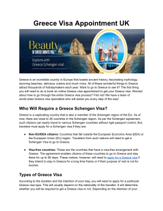 Apply for Greece visa from UK with Expert Guidance and Fast Processing