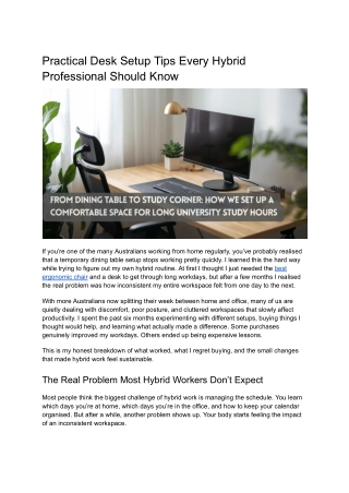 Practical Desk Setup Tips Every Hybrid Professional Should Know