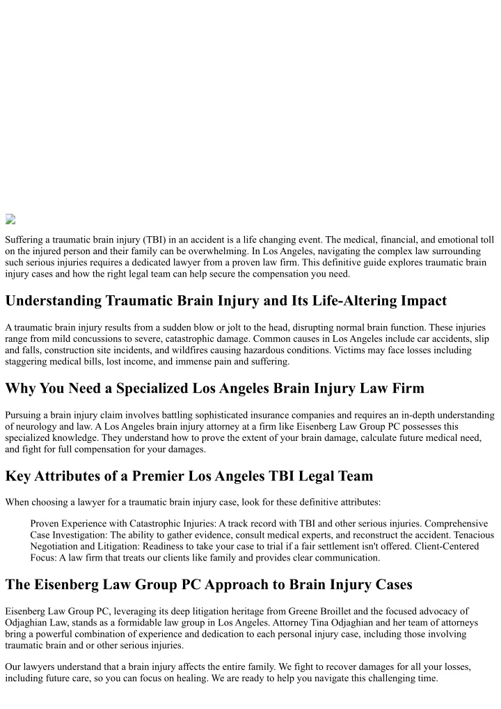 PPT - Los Angeles Traumatic Brain Injury Law and Your Path to ...