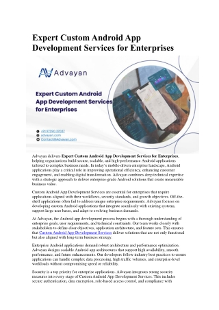 Expert Custom Android App Development Services for Enterprises