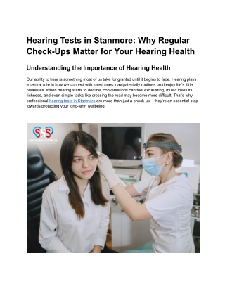 Hearing Tests in Stanmore_ Why Regular Check-Ups Matter for Your Hearing Health