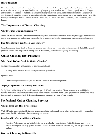 Sacramento's Ultimate Guide to Effective Gutter Cleaning