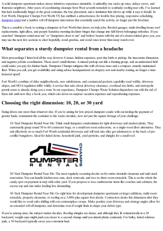 Dumpster Champs Fort Worth TX: Your Go-To for Affordable Dumpster Rental Near Me