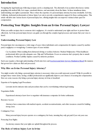 Protecting Your Rights: Insights from an Irvine Personal Injury Lawyer