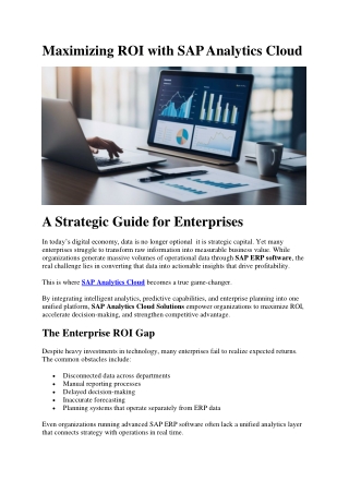 Maximizing ROI with SAP Analytics CloudA Strategic Guide for Enterprises.