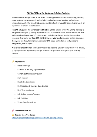SAP C4C Online Training Real-time support from Hyderabad