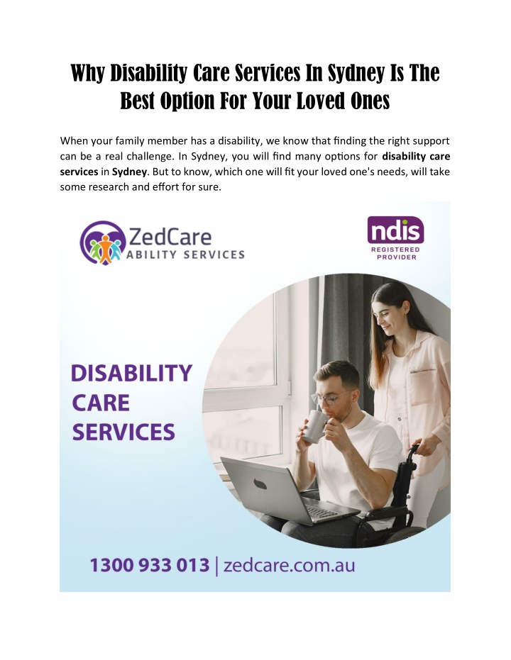 PPT - Why Disability Care Services In Sydney Is The Best Option For ...