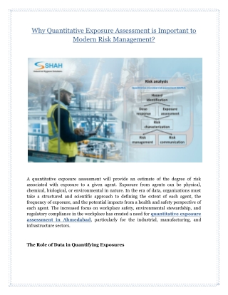 Why Quantitative Exposure Assessment is Important to Modern Risk Management?