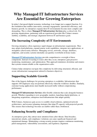 Why Managed IT Infrastructure Services Are Essential for Growing Enterprises