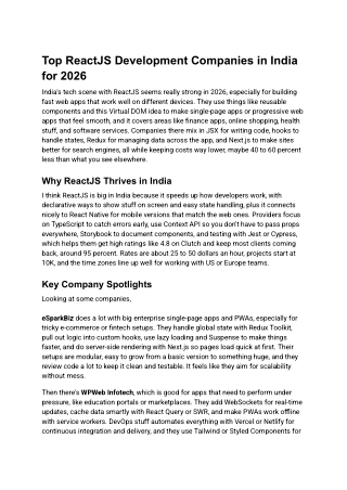 Top ReactJS Development Companies in India for 2026