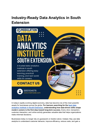 Industry-Ready Data Analytics in South Extension